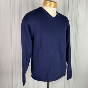 Vintage 90's -‎ Old Navy - V Neck Long Sleeve Wool Blend Knit Sweater - Navy -S